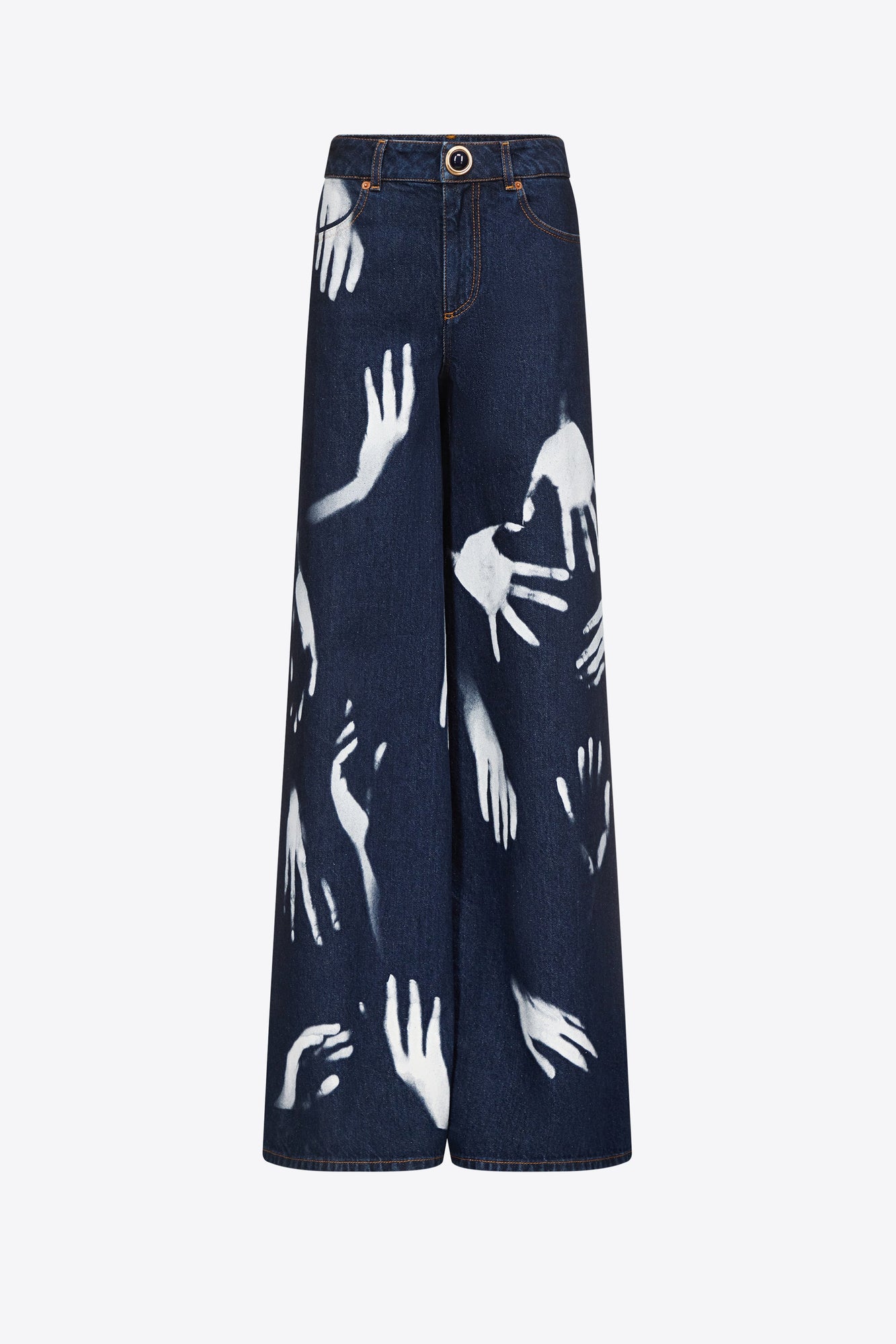 Handprint Wide Leg Jean | Dark Blue