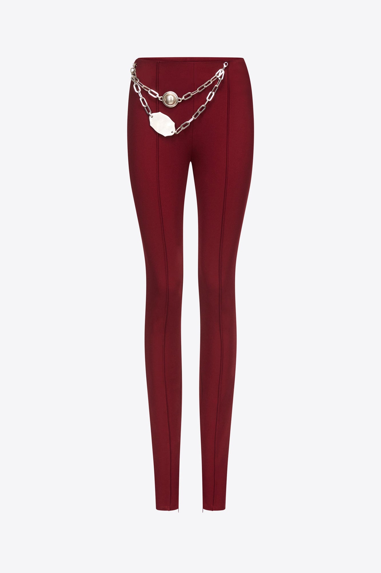 Chain Plate Belt Legging | Burgundy