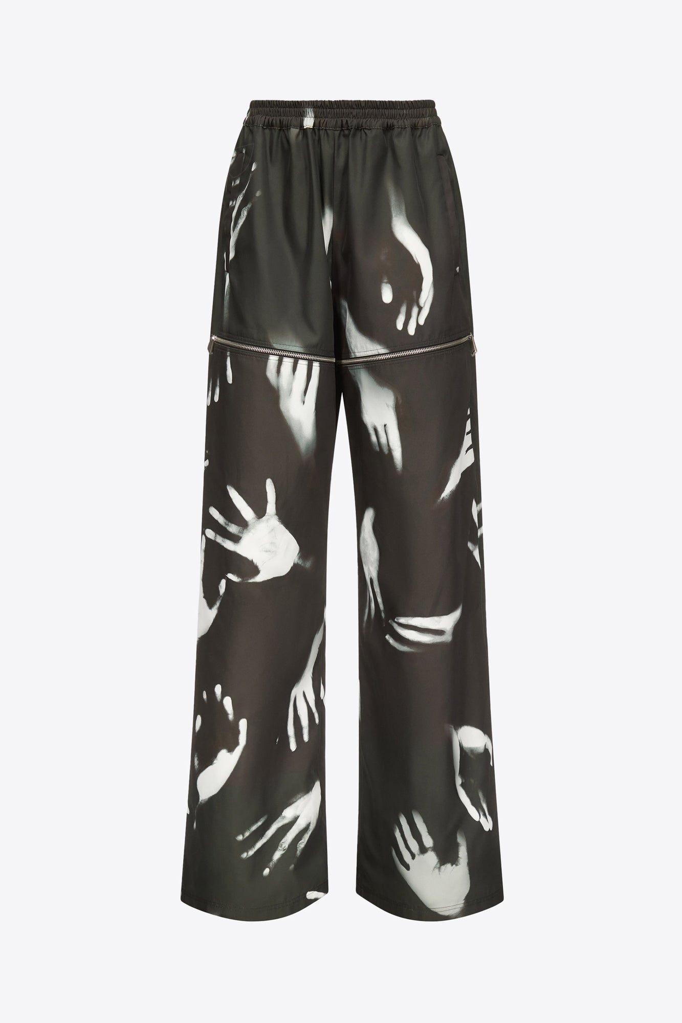 Handprint Slit Track Pant | Black/White