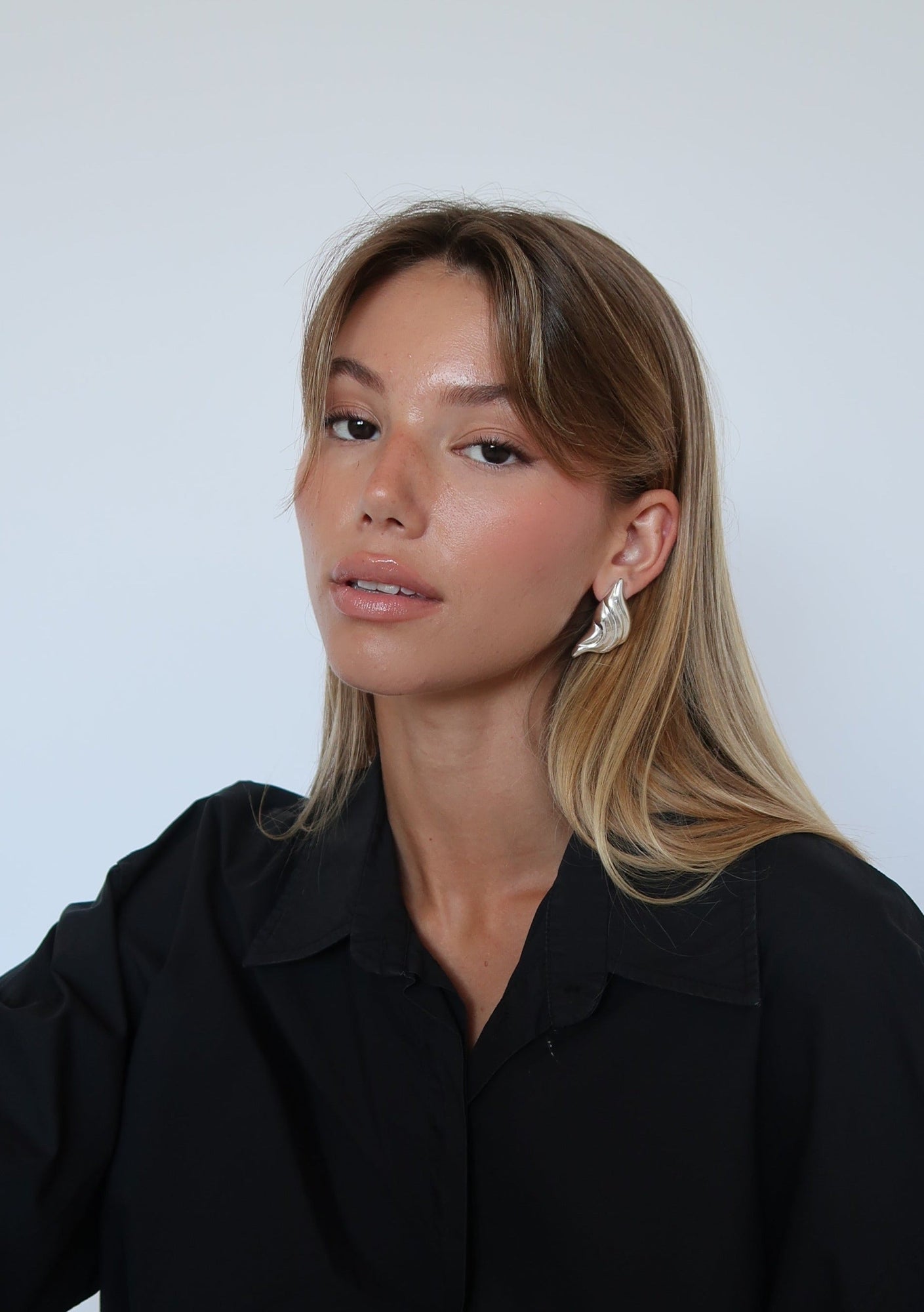 Croissant Statement Earrings | Silver Plated