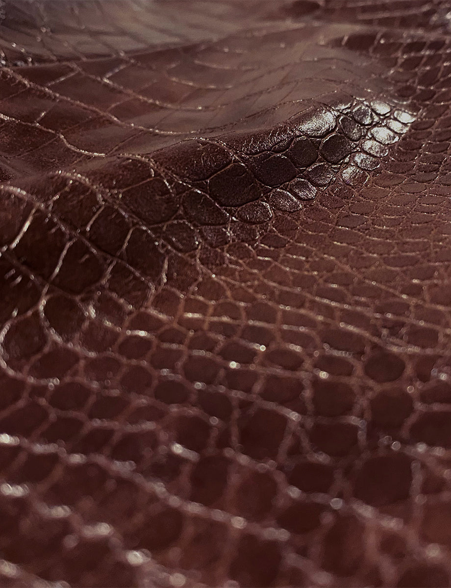 Faux Leather Animal Micro-Mini Skirt::Brown Croc::Details