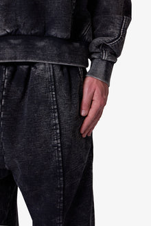 Frayed Seam Acid Wash Hoodie | Black