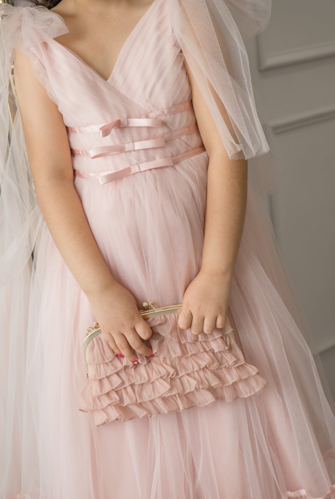 Organza Ruffle Handbag | Dusty Pink