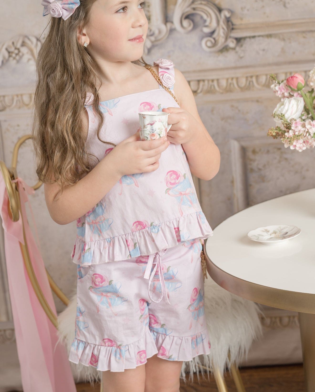 Girls | Maya Top and Shorts Set | Teacup Pink