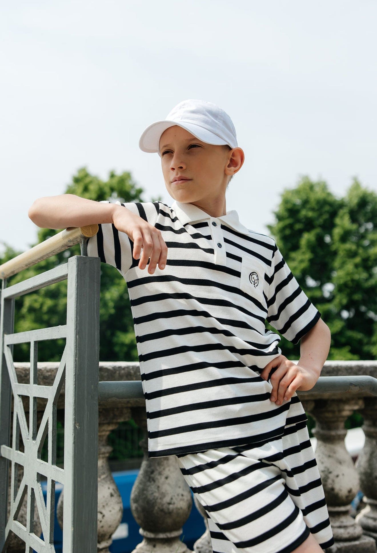 Boys | Monaco and Striped Top and Shorts Set | Black & White