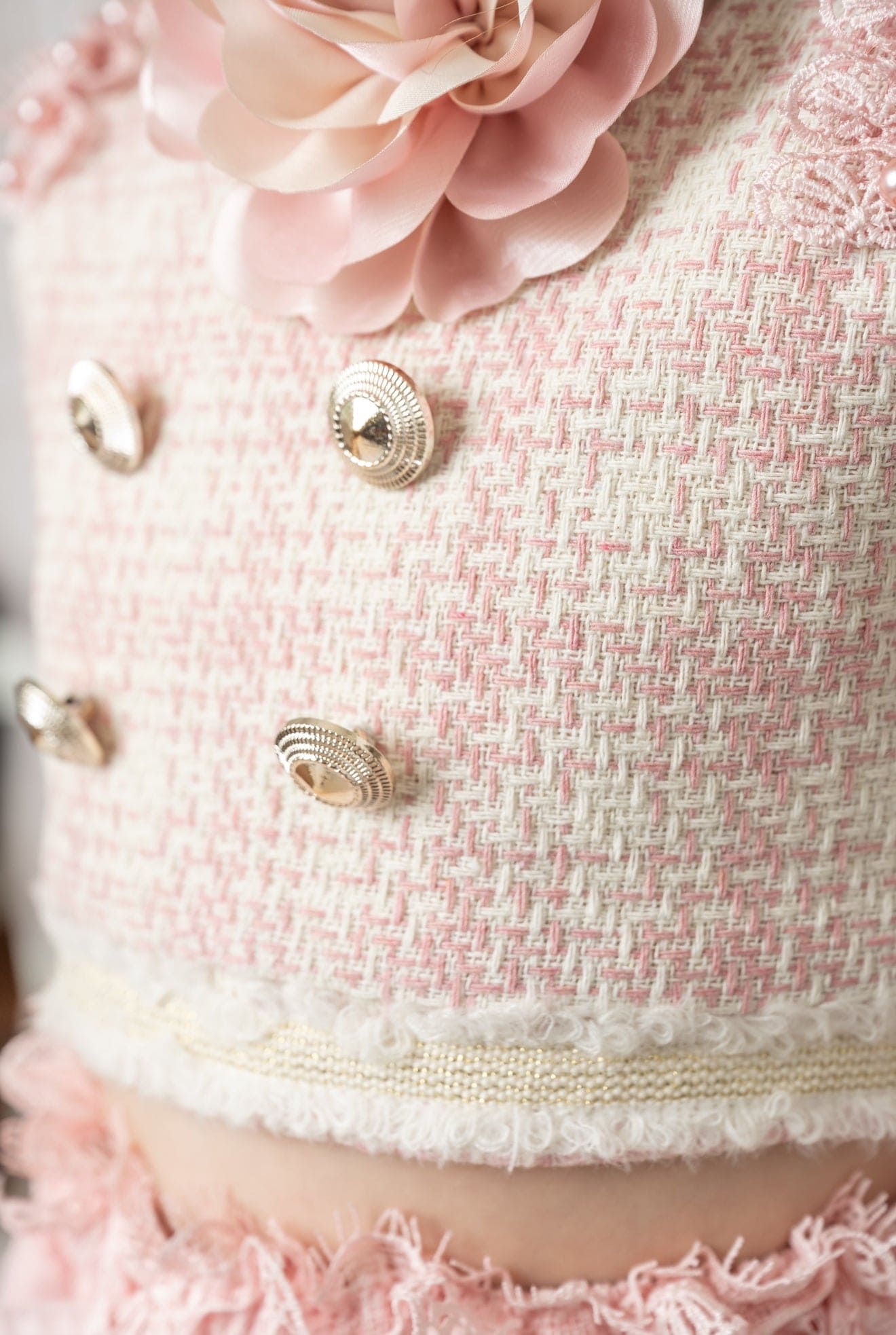 Baby Girls | Molly Tweed Top and Lace Skirt Set | Pink