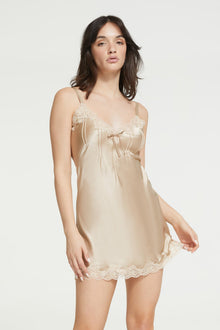 Silk Pintuck Chemise | Mink