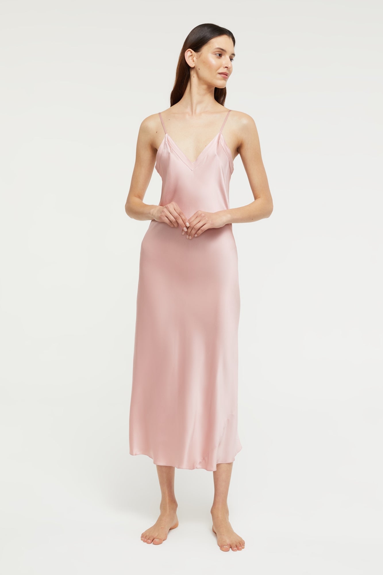 Silk V Neck Slip | Bridal Rose