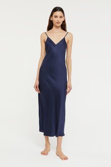 Silk V Neck Slip | Midnight
