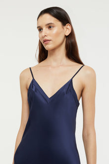 Silk V Neck Slip | Midnight