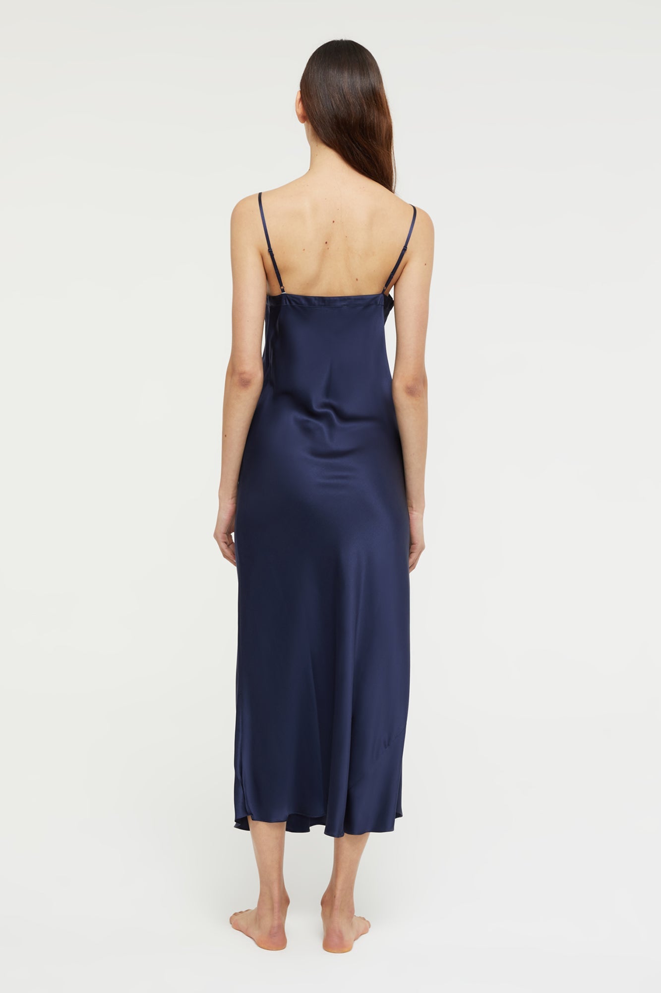 Silk V Neck Slip | Midnight