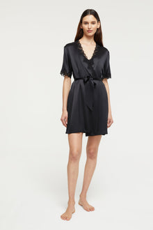 Silk Gown with Lace | Black