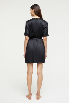 Silk Gown with Lace | Black