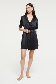Silk Gown with Lace | Black