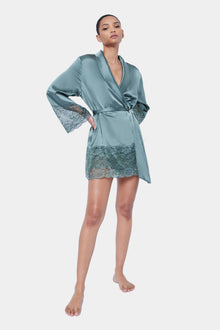 Silk Lace Robe | Moss
