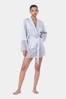 Silk Lace Robe | Silver