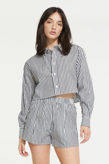 Franca Stripe Crop Shirt | Black Stripe