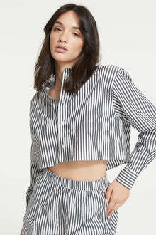Franca Stripe Crop Shirt | Black Stripe