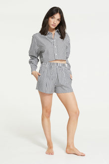 Franca Stripe Crop Shirt | Black Stripe