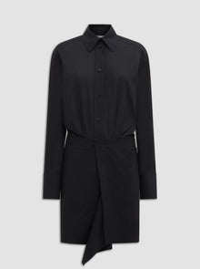 Gemini Wrap Shirt Dress | Black
