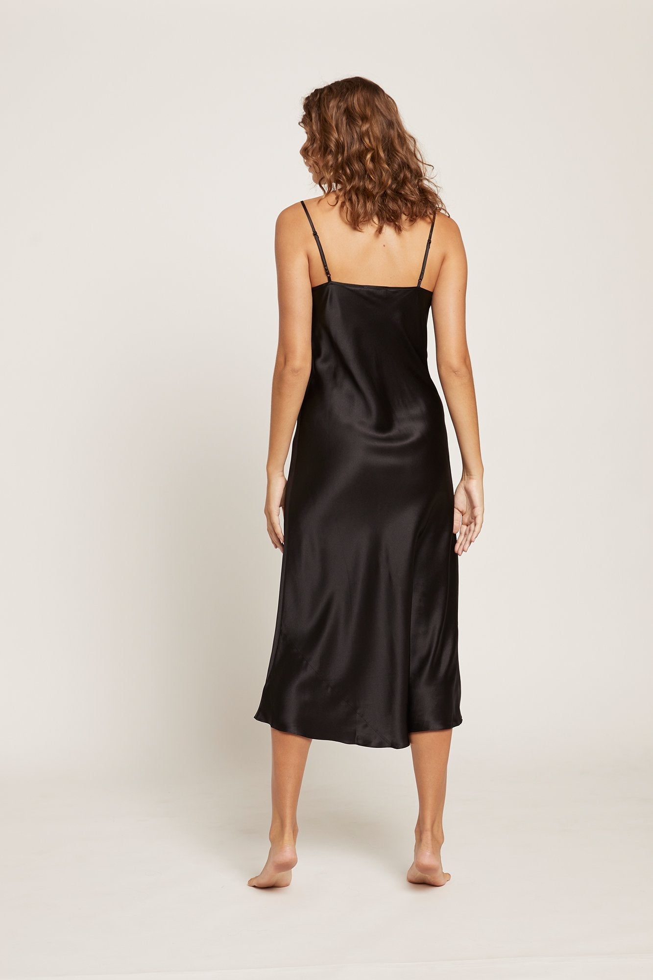 Silk Slip with Lace | Black