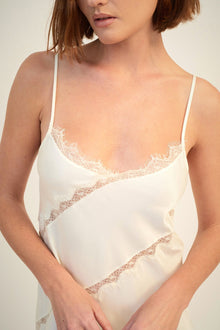 Silk Blend Lace Chemise | Ivory