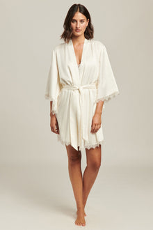 Silk Blend Lace Robe | Ivory