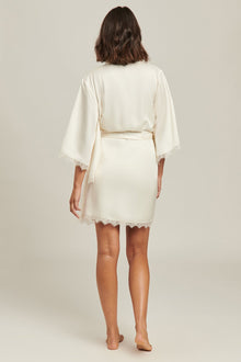 Silk Blend Lace Robe | Ivory