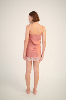 Silk Chemise with Lace | Mauve Glow