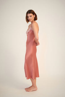 Silk Slip with Lace | Mauve Glow