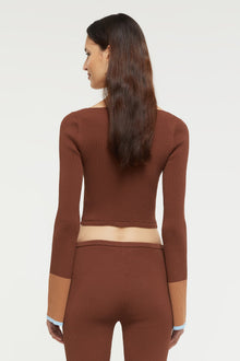 Hazel Tie Top | Chocolate/Sky Blue