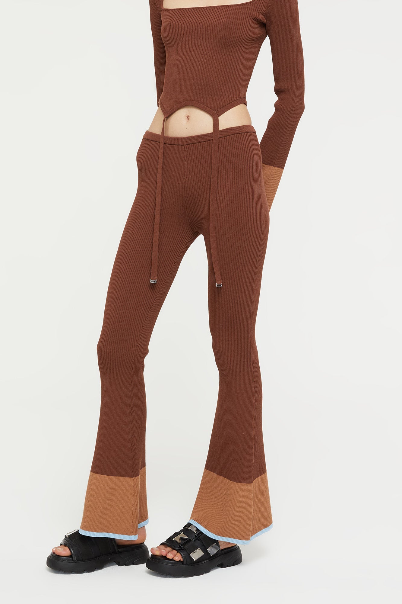 Hazel Pant | Chocolate/Sky Blue
