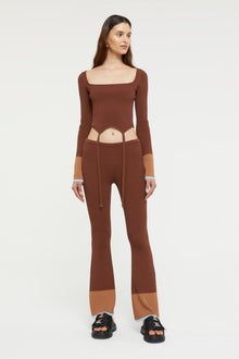 Hazel Pant | Chocolate/Sky Blue