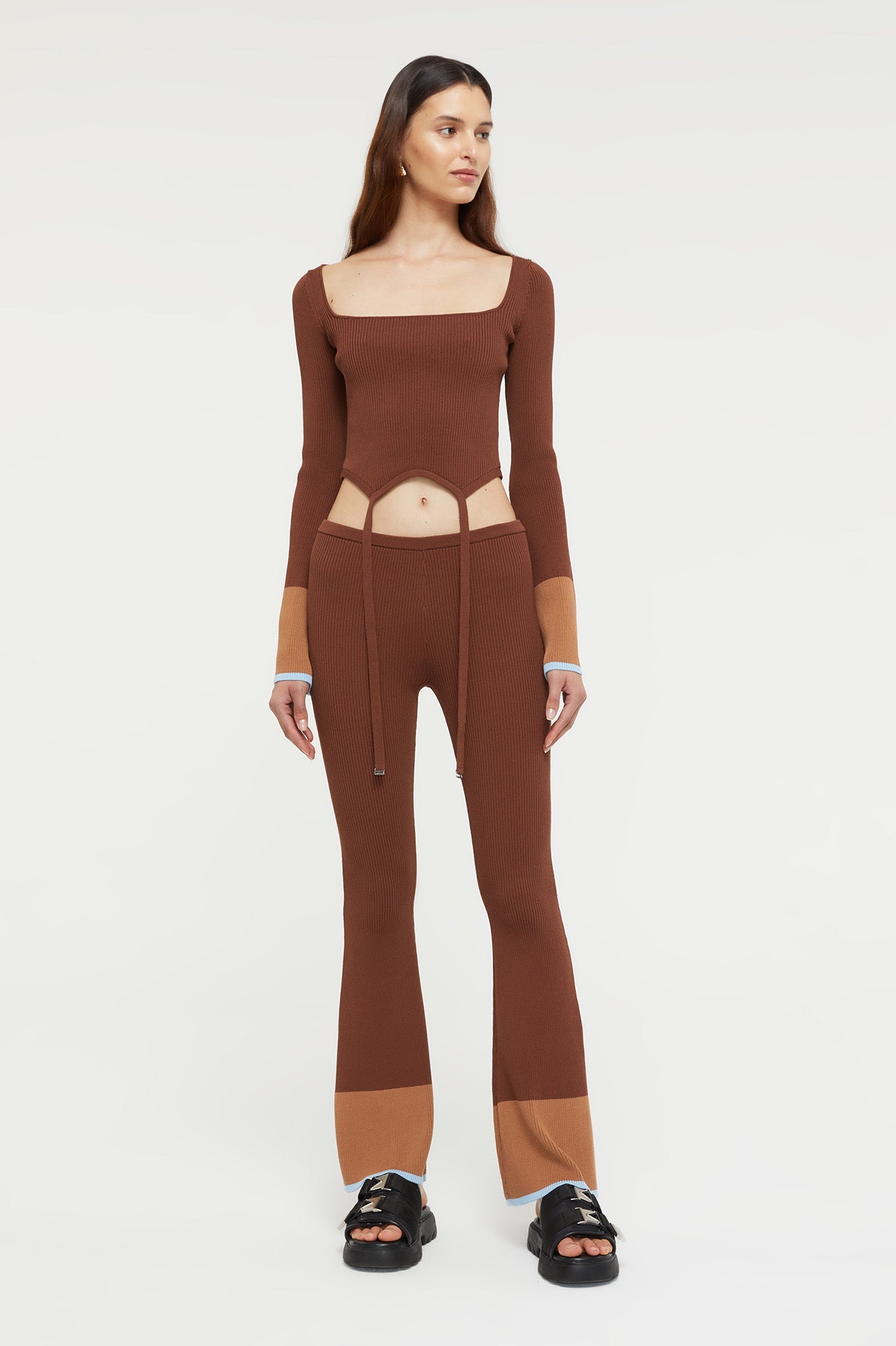 Hazel Pant | Chocolate/Sky Blue