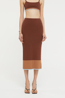 Hazel Skirt | Chocolate/Sky Blue