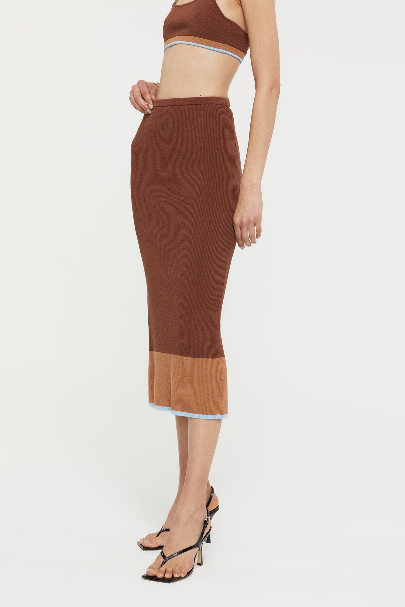 Hazel Skirt | Chocolate/Sky Blue