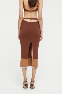Hazel Skirt | Chocolate/Sky Blue