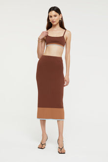 Hazel Skirt | Chocolate/Sky Blue