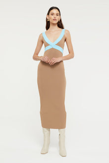 Lilian Dress | Sand/Aqua