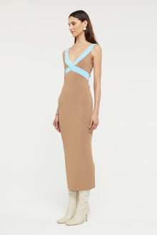 Lilian Dress | Sand/Aqua