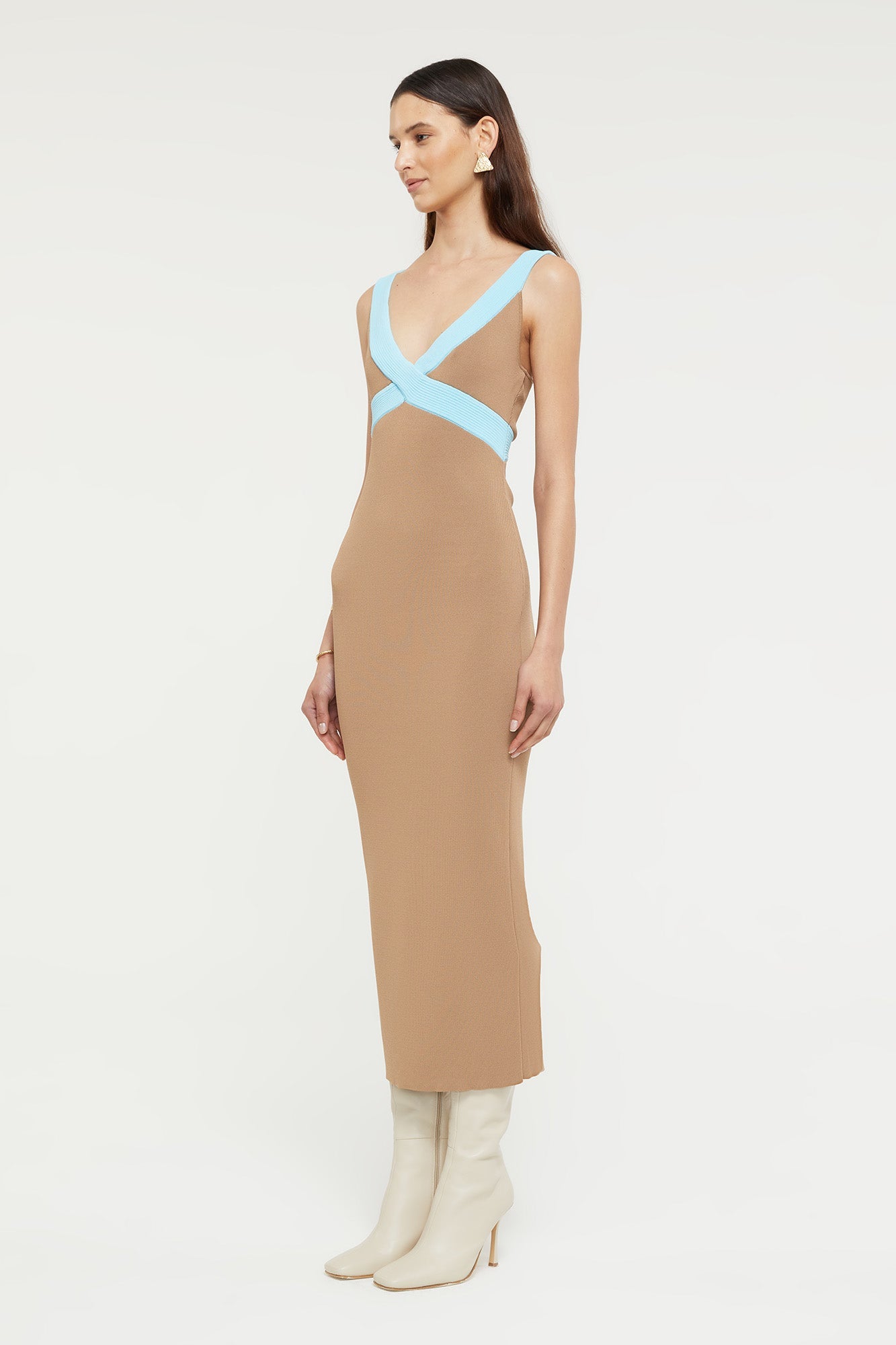 Lilian Dress | Sand/Aqua