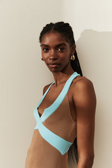 Lilian Dress | Sand/Aqua