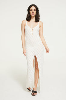 Leaf Knit Midi Dress | Ivory