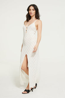 Leaf Knit Midi Dress | Ivory