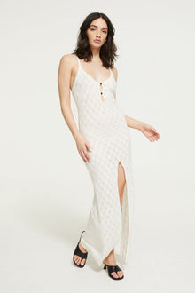 Leaf Knit Midi Dress | Ivory