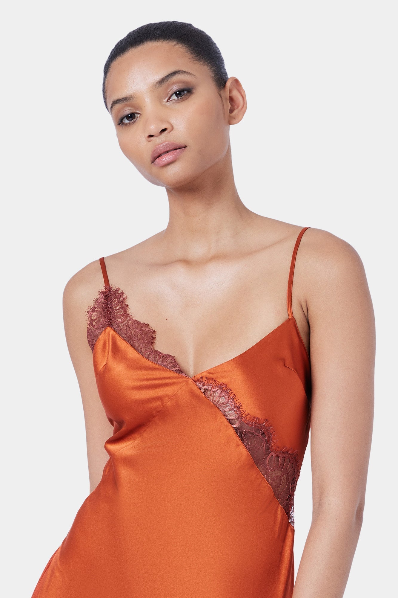 Cascading Lace Mini Dress | Rooibos / Fired Brick