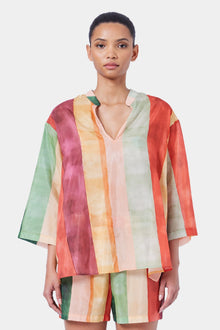 Laos Stripe Cotton Tunic Dress | Stripe Print