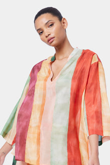 Laos Stripe Cotton Tunic Dress | Stripe Print