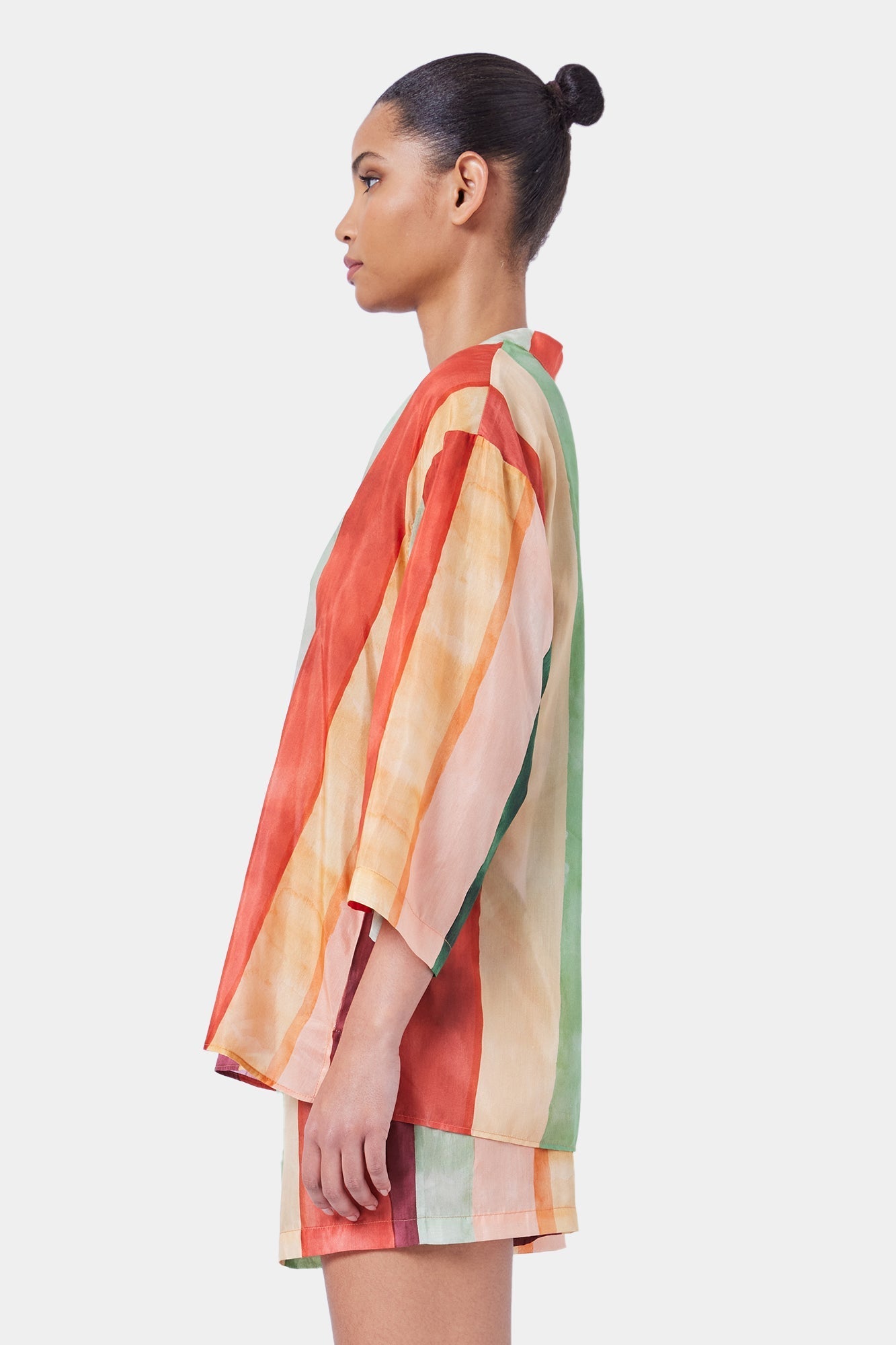 Laos Stripe Cotton Tunic Dress | Stripe Print