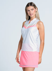 Top Golf | Sunset Spin Zip Tank | White